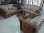Solid Teak 3+2+1 Sofa Set with Coffee Table