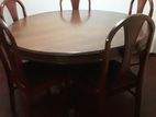 SOLID TEAK DINING TABLE WITH 5 CHAIRS
