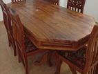Solid Teak Dining Table with 6 Chairs