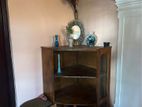 Solid Teak Wood Corner Cupboard with Cushioned Bench