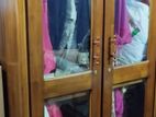 Solid Teak Wood Wardrobe with Glass Doors