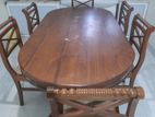 Solid Wood Dining Table with 6 Cushion Chairs