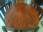 Solid Wood Oval Dining Table with 4 Chairs