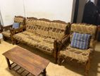 Solid Wood Sofa Set (3+1+1) with Center Table