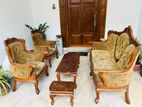 Solid Wood Sofa Set with Stool
