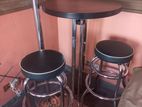 Stainless Steel Bar Table with Two High Stools