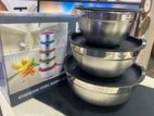 Stainless Steel Bowl with Lid 3 Pcs Set -182226