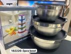 Stainless Steel Bowl with Lid 3 PCS Set -182226