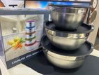 Stainless Steel Bowl with Lid 3 Pcs Set -182226