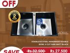 Stainless Steel HandMade Double Bowl V Cut Sink Matt Black