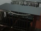 Glass Top Table with Steel Chairs