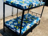 Steel bunker beds with 2 single layer mattresses