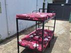 Steel bunker beds with 2 single layer mattresses