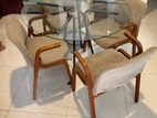 Steel Glass Table with Teak Chairs