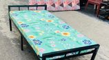 Steel single bed with mattress