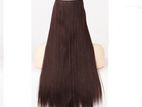 Straight Dark Reddish Brown Synthetic Clip on Hair Extension