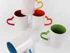 Sublimation Plain Ceramic Inner Color Heart Handle Mug