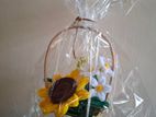 Sunflower in Cane Basket