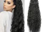 Synthetic 22 Inch Long Wavy Black Ponytail Claw Clip Hair Extension