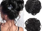 Synthetic Black Curly Hair Bun with Claw Clip