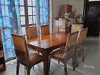 Teak 6x3 Dining Table with 6 Fully Cushioned Chairs