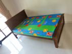 Teak 72x36 Single Box Bed with Double Layer Mattresses