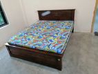 Teak 72x60 Queen Box Bed with Arpico Hybrid Mattresses