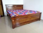 Teak 72x60 Queen Box Bed with Double Layer Mattresses