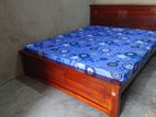 Teak 72x60 Queen Box Bed With Double Layer Mattresses