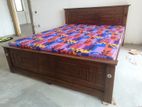 Teak 72x60 Queen Box Bed With Double Layer Mattresses