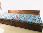 Teak 72x72" Box Beds with Hybrid Mattress