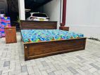 Teak 72x72" Box Beds with Hybrid Mattress