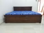 Teak 72x72 King Box Bed With Double Layer Mattresses