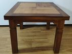 Teak and Tempered Glass Table