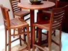 TEAK BAR TABLE with 4 STOOL CHAIRS