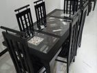 Teak Black Heavy Dining Table and 6 Chairs Code 7189