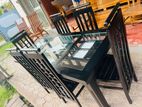 Teak Black Heavy Dining Table and 6 Chairs Code 7189