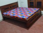 Teak Box Bed and Double Layer Mattress 72*60