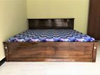 Teak box bed with mattress 72x72"
