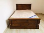 Teak box bed with spring mattress 6x4ft
