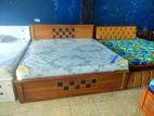 Teak Box Bed with Spring Mattress 6x5 - TS1106