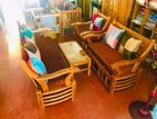 Teak Cross Pati with Pillows Sofa Set