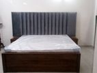 Teak Cushion Bed with Arpico Springs Mattres Side Cupboard