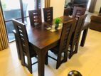 Teak Dining Table with 06 Cushion Chairs