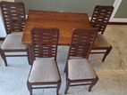 Teak Dining Table with 4 Cushion Chairs