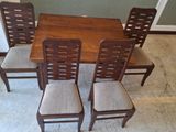 Teak Dining Table with 4 Cushion Chairs