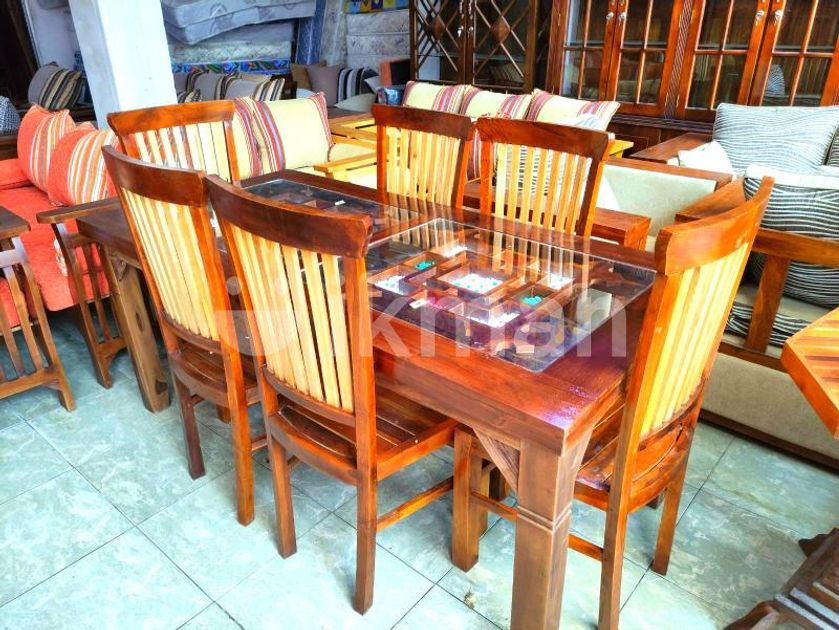 Teak dining table with 6 chairs 6x3 tdtc328 Kaduwela ikman.lk