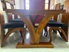 Teak dining table with 6 chairs