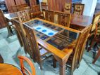 Teak dining table with 6 chairs - tdtc0901