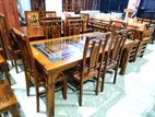 Teak dining table with 6 chairs - tdtc1827